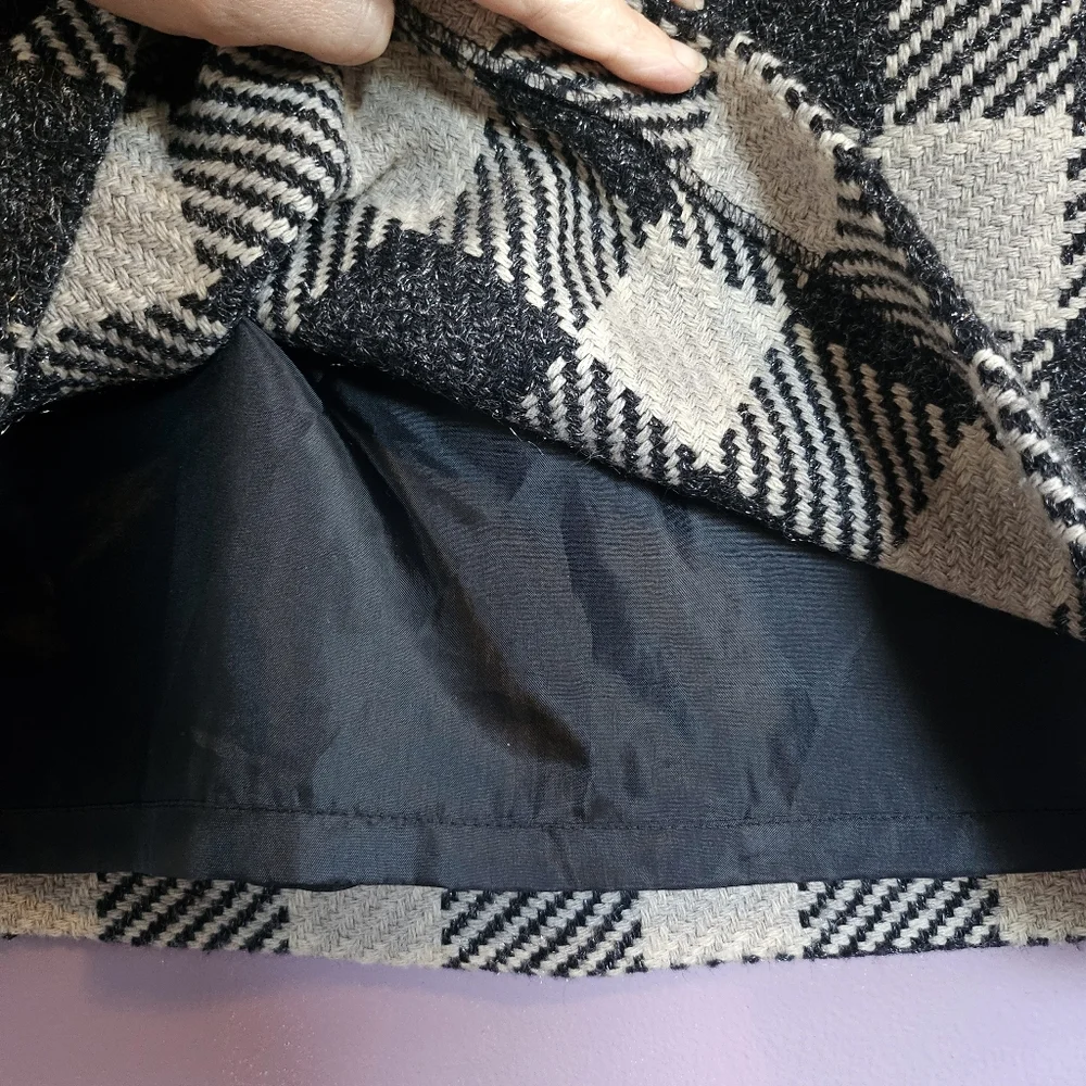 Talbots Vintage Plaid Woven Tweed Metallic Acrylic Wool Blend A-Line Skirt